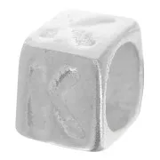 Perle lettre alphabet cube 5x4 mm avec gros trou - K - Argent 925 x1
