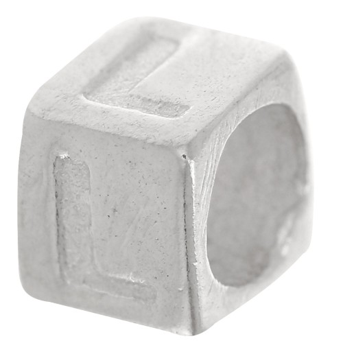 Perle lettre alphabet cube 5x4 mm avec gros trou - L - Argent 925 x1
