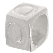 Perle lettre alphabet cube 5x4 mm avec gros trou - O - Argent 925 x1