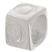 Perle lettre alphabet cube 5x4 mm avec gros trou - O - Argent 925 x1