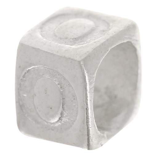 Perle lettre alphabet cube 5x4 mm avec gros trou - O - Argent 925 x1