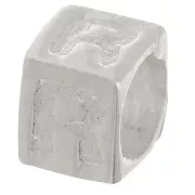 Perle lettre alphabet cube 5x4 mm avec gros trou - R - Argent 925 x1