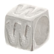 Perle lettre alphabet cube 5x4 mm avec gros trou - W - Argent 925 x1|raw }}