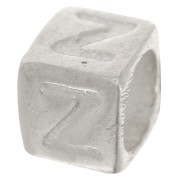 Perle lettre alphabet cube 5x4 mm avec gros trou - Z - Argent 925 x1