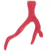 Pendentif corail en résine opaque 47x32 mm - Rouge vif x1