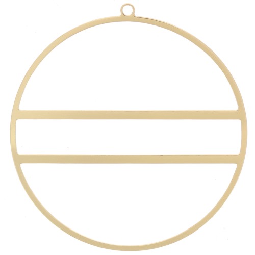 Pendentif cercle avec deux barres horizontales - 43 mm - Doré x1
