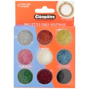 Assortiment de 9 pots de paillettes végétales fines Cléopâtre - Multicolore|raw }}