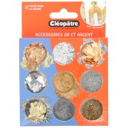 Assortiment de 9 pots d'accessoires Cléopâtre pour résine - Or - Argent