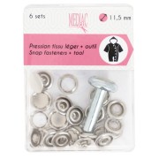 Boutons pressions et outil de pose 11.5 mm - Argenté x6