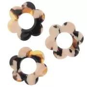 Pendentif fleur 18 mm en acétate - Ecaille de tortue - Saumon - Marron x1