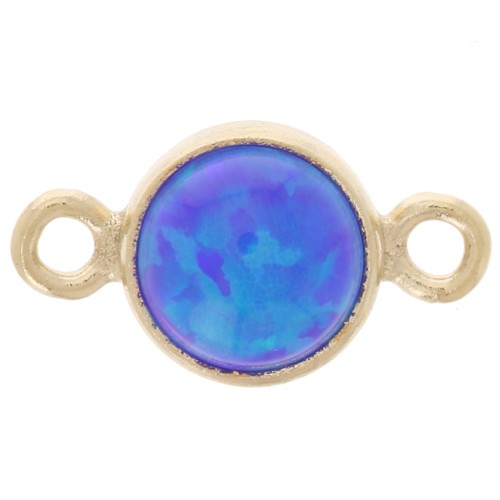 Intercalaire rond 4.6 mm Imitation Royal Blue Opal - Gold filled (or laminé) x1
