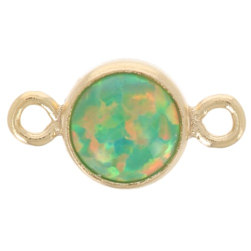 Intercalaire rond 4.6 mm Imitation Vert Opal - Gold filled (or laminé) x1