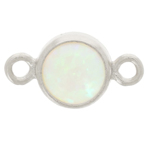 Intercalaire rond 4.6 mm avec cabochon imitation Mint Opal - Argent 925 x1