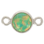 Intercalaire rond 4.6 mm avec cabochon imitation Vert Opal - Argent 925 x1|raw }}