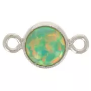 Intercalaire rond 4.6 mm avec cabochon imitation Vert Opal - Argent 925 x1