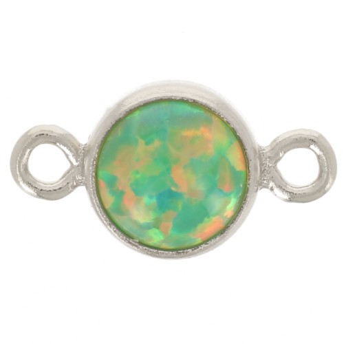 Intercalaire rond 4.6 mm avec cabochon imitation Vert Opal - Argent 925 x1
