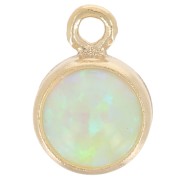Breloque ronde 4.6 mm cabochon imitation Mint Opal - Gold filled (or laminé) x1
