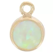 Breloque ronde 4.6 mm cabochon imitation Mint Opal - Gold filled (or laminé) x1