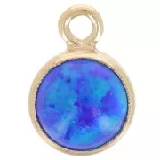 Breloque ronde 4.6 mm cabochon imit Royal Blue Opal Gold filled (or laminé) x1