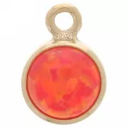Breloque ronde 4.6 mm cabochon imitation Rouge Opal Gold filled (or laminé) x1