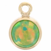 Breloque ronde 4.6 mm cabochon imitation Vert Opal Gold filled (or laminé) x1|raw }}