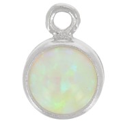 Breloque ronde 4.6 mm avec cabochon imitation Mint Opal - Argent 925 x1|raw }}