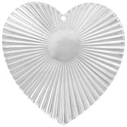Pendentif coeur effet plissé 41x40 mm pour cabochon 10 mm - Placage Argent Fin x1
