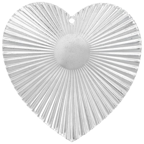 Pendentif coeur effet plissé 41x40 mm pour cabochon 10 mm - Placage Argent Fin x1