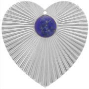 Pendentif coeur effet plissé 41x40 mm pour cabochon 10 mm - Placage Argent Fin x1