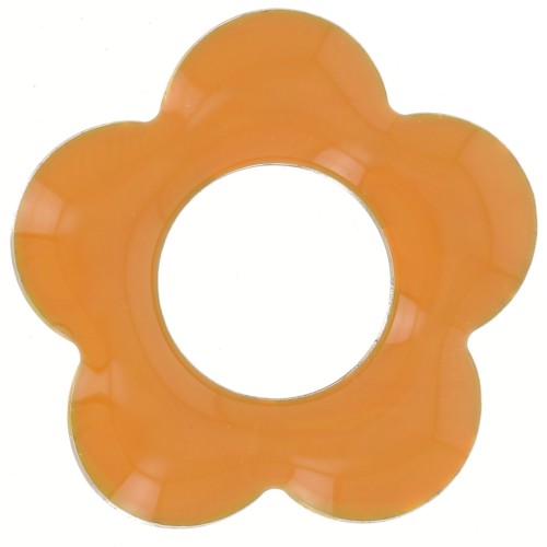 Pendentifs fleur 18 mm en métal et résine époxy - Moutarde x4