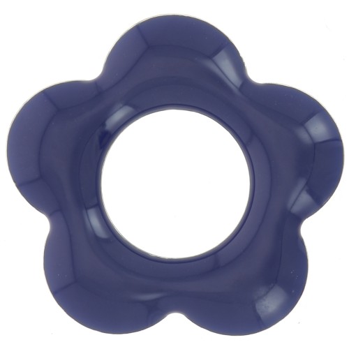 Pendentifs fleur 18 mm en métal et résine époxy - Bleu nuit x4