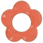 Pendentifs fleur 18 mm en métal et résine époxy - Rose corail x4