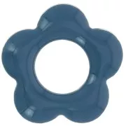 Pendentifs fleur 18 mm en métal et résine époxy - Pétrole x4