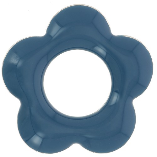 Pendentifs fleur 18 mm en métal et résine époxy - Pétrole x4