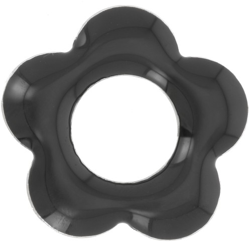 Pendentifs fleur 18 mm en métal et résine époxy - Noir x4