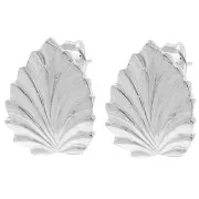 Clous d'oreilles feuille 17.5x15.5 mm avec anneau ouvert - Placage Argent fin x2
