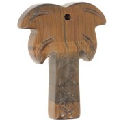 Pendentif palmier 28x22 mm en pierre gemme - Oeil de tigre x1