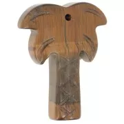 Oeil de tigre - Pendentif palmier 28x22 mm en pierre gemme - Oeil de tigre x1 Pendentif palmier 28x22 mm en pierre gemme - Oeil de tigre x1