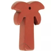 Pendentif palmier 28x22 mm en pierre gemme - Jaspe rouge x1