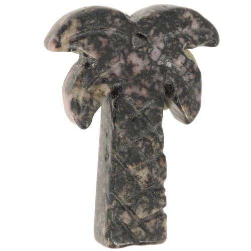 Pendentif palmier 28x22 mm en pierre gemme - Rhodonite x1