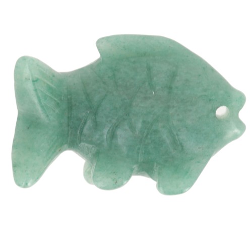 Pendentif poisson 20x31 mm en pierre gemme - Aventurine x1