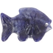 Pendentif poisson 20x31 mm en pierre gemme - Sodalite x1|raw }}