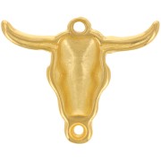 Pendentif tête de taureau - crâne de buffle ethnique 32x38 mm - Doré à l'or fin x1
