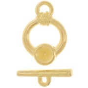 Fermoir T porte cabochon 1122 8 mm - Doré à l'or fin x1