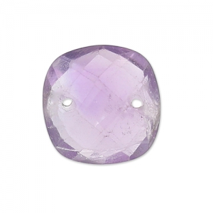 Intercalaire facetté 2 trous carré 10 mm Amethyst x1