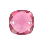 Intercalaire facetté 2 trous carré 10 mm imitation gemme - Hydro Tourmaline Rose|raw }}
