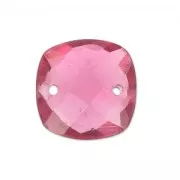 Intercalaire facetté 2 trous carré 10 mm imitation gemme - Hydro Tourmaline Rose