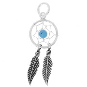 Pendentif attrape rêves 19 mm Argent 925/Turquoise x1