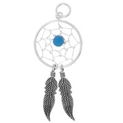 Pendentif attrape rêves 12 mm Argent 925/Turquoise x1|raw }}