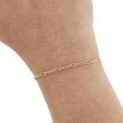 Chaine maille Figaro alternée 2.2 mm - Plaqué or 3 microns x20cm